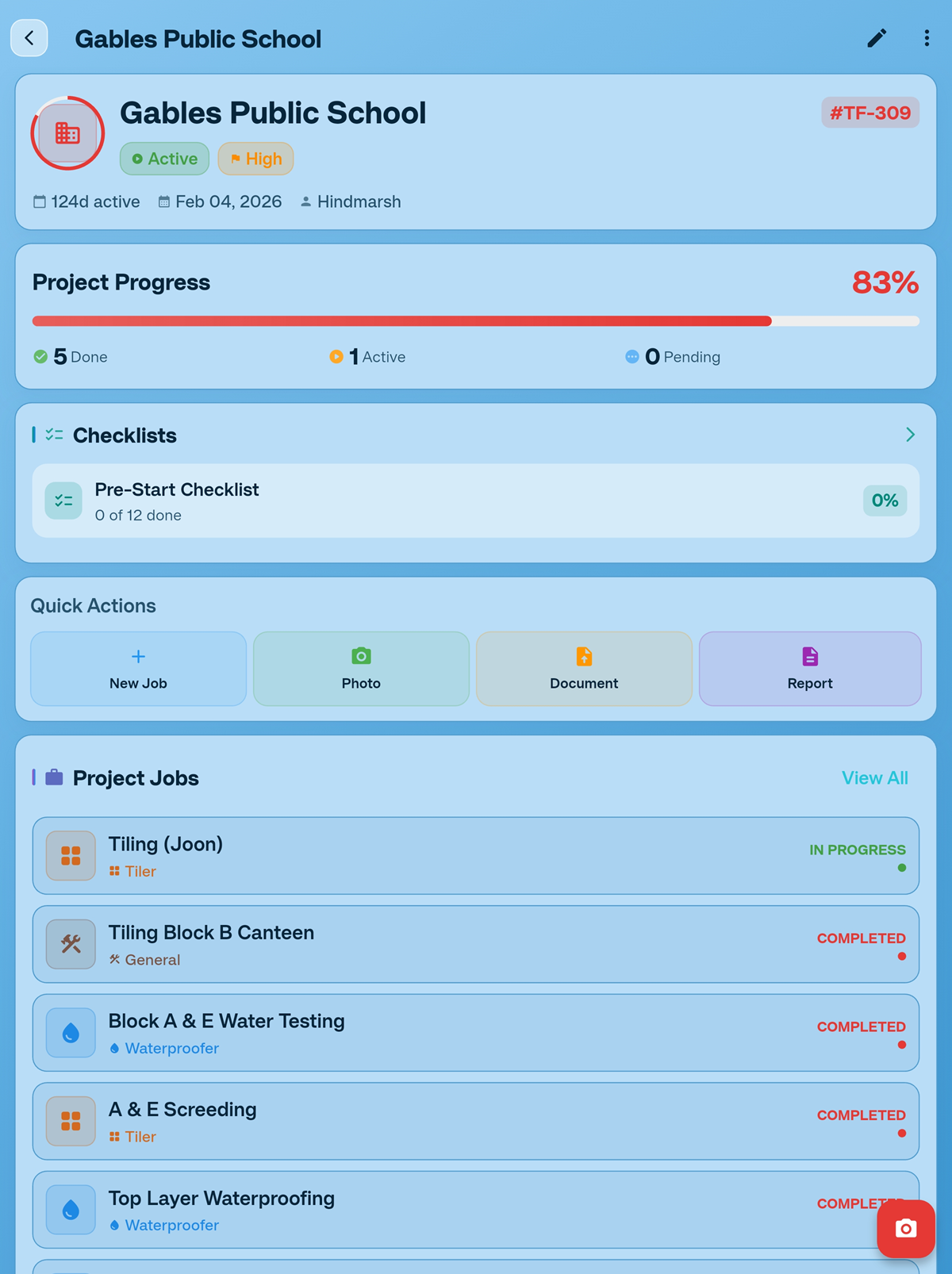 SCSK project management screen