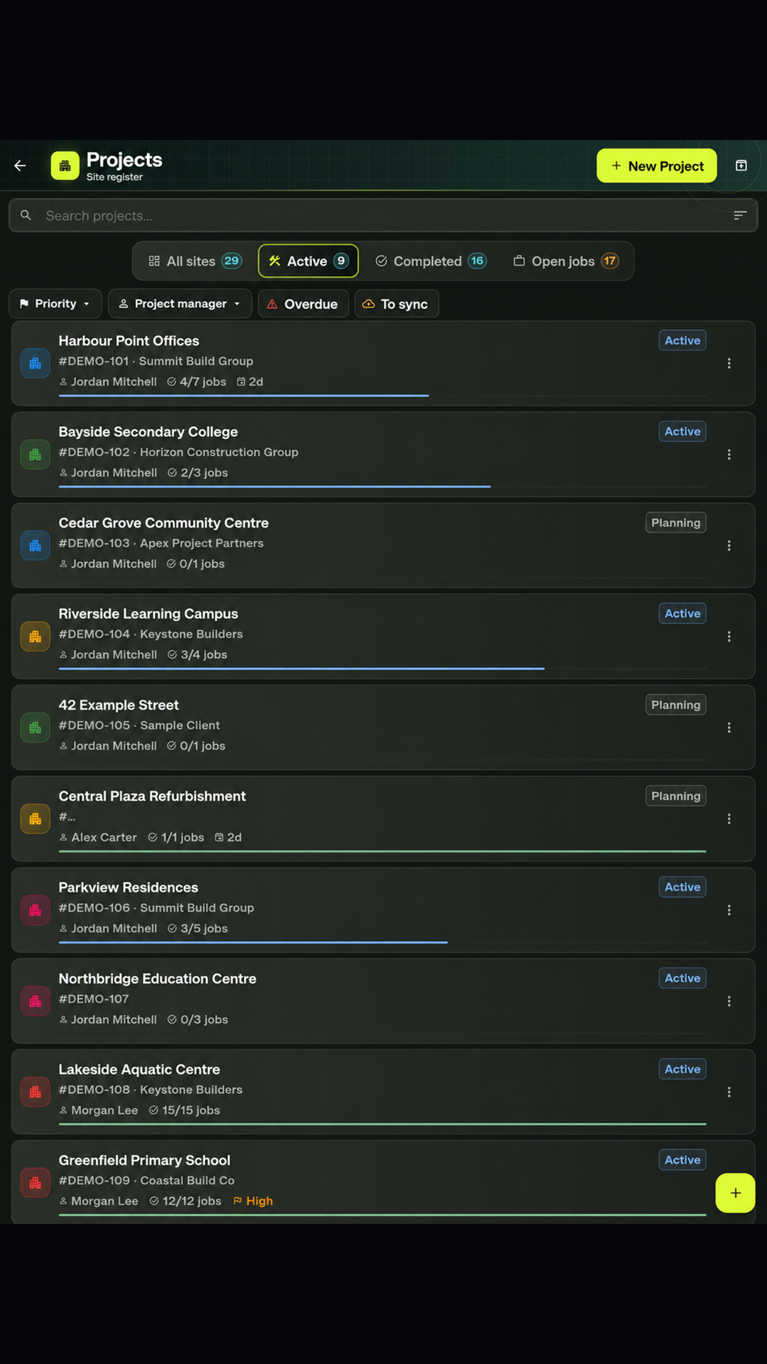 SCSK projects workspace in the current interface